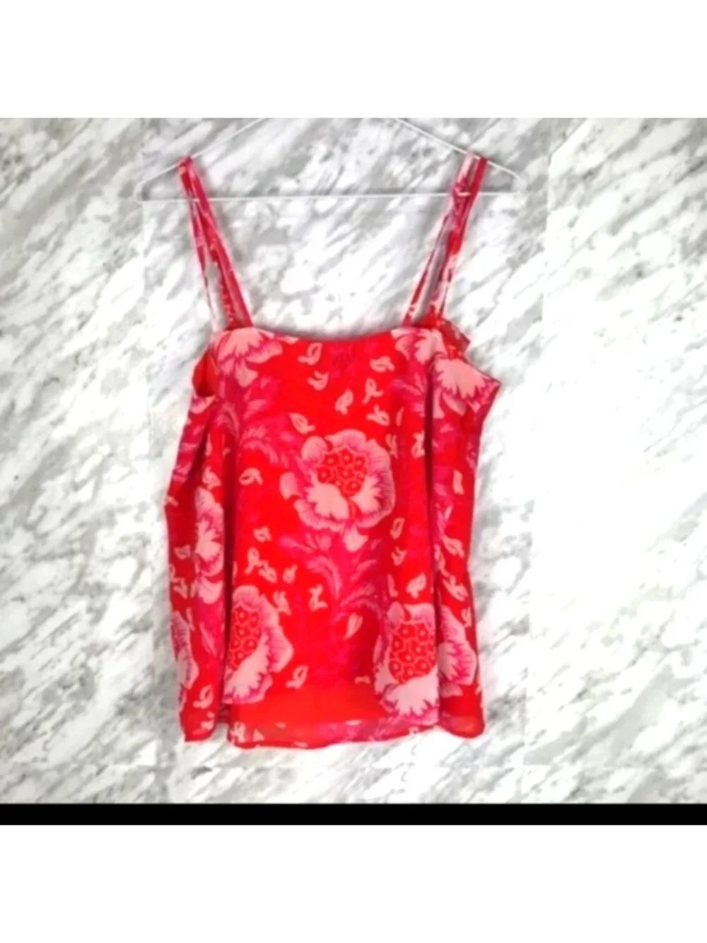Juicy Couture Spaghetti Strap Camisole Orange, Pink, Floral, Tank Top